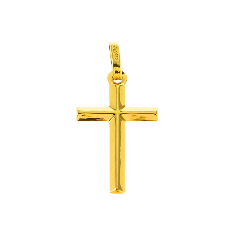 Croix Chrétienne biseauté en Or 9 carats