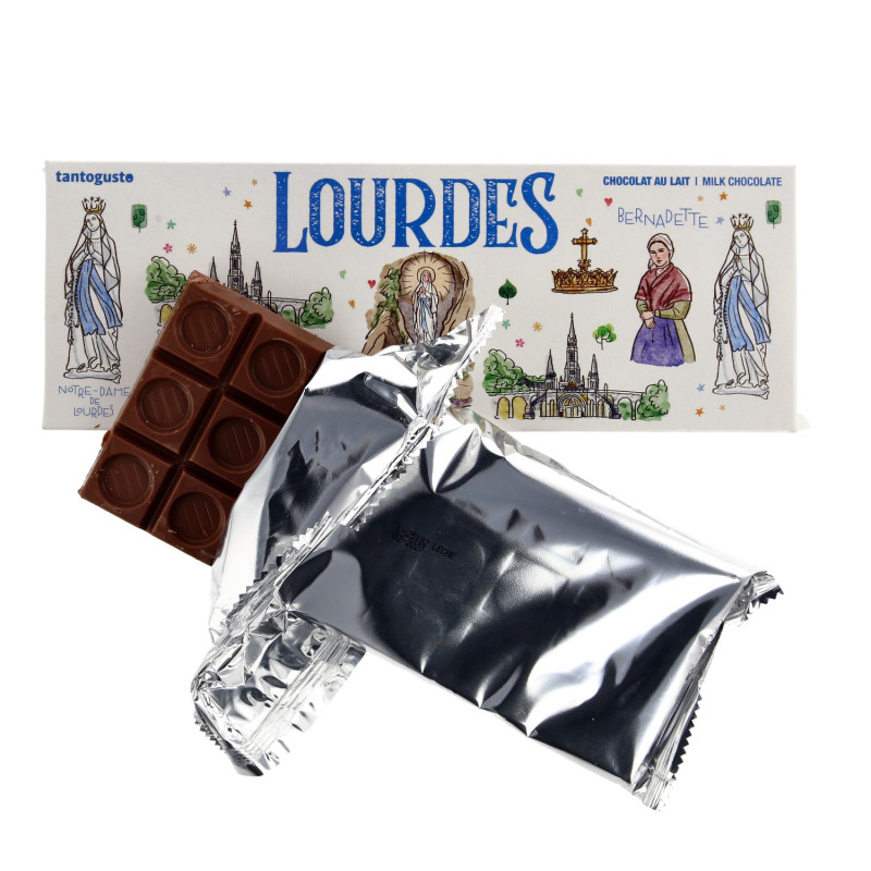 Tablette chocolat au lait 300g et image de Lourdes