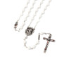 Chapelet De Padre Pio en verre Blanc et Argent
