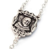 Chapelet De Padre Pio en verre Blanc et Argent