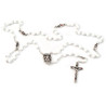 Chapelet De Padre Pio en verre Blanc et Argent