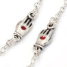 Chapelet De Padre Pio en verre Blanc et Argent