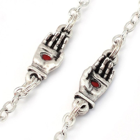 Chapelet De Padre Pio en verre Blanc et Argent