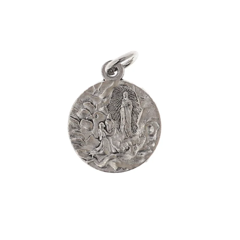 Medaglia della Vergine di profilo e dell'Apparizione di Lourdes 18 mm in metallo