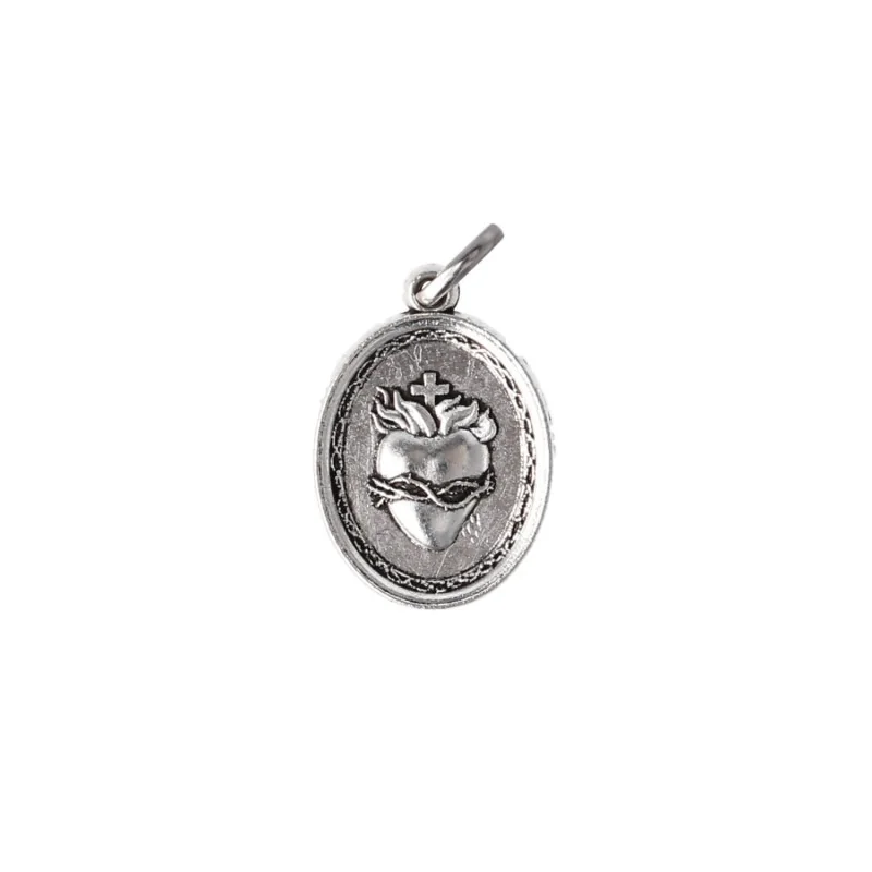 Médaille Sacré Coeur de Jésus 19mm en métal argenté