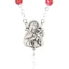 Chapelet de Sainte Thérèse avec perles roses en forme de coeur