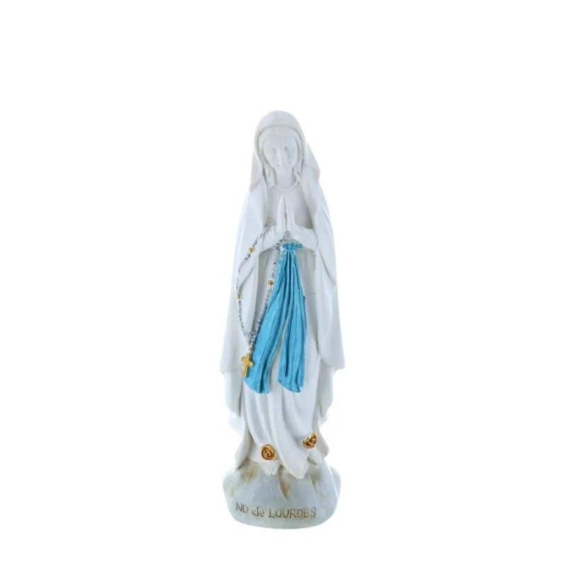 Statua Madonna in resina colorata su roccia 14 cm