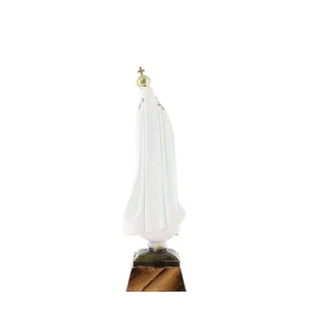 Statua di Fatima con mantello blu a fiori 18 cm