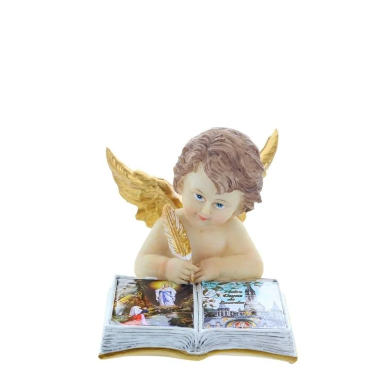 Statua di Angelo che scrive sull'Apparizione di Lourdes