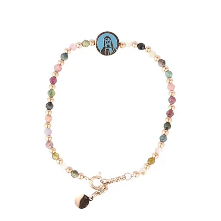 Bracelet avec médaille de la Vierge et pierres scintillantes