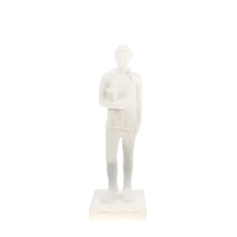 Statua di San Carlo Acutis in alabastro, alta 15 cm