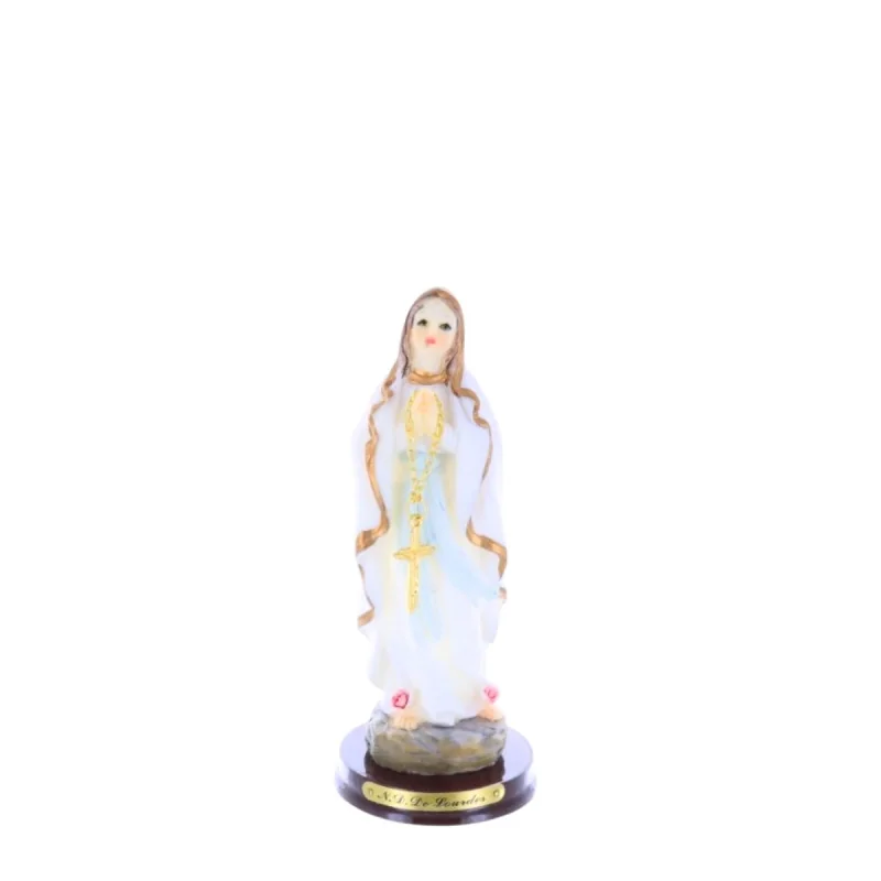 Statue Vierge Marie avec chapelet en résine 13 cm