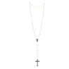 Chapelet de Lourdes en verre blanc avec croix trilobée