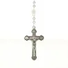 Chapelet de Lourdes en verre blanc avec croix trilobée