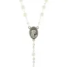 Chapelet de Lourdes en verre blanc avec croix trilobée