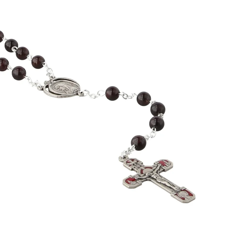 Rosario di Lourdes con grani in granato