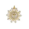Pearl and rhinestone cross medallion