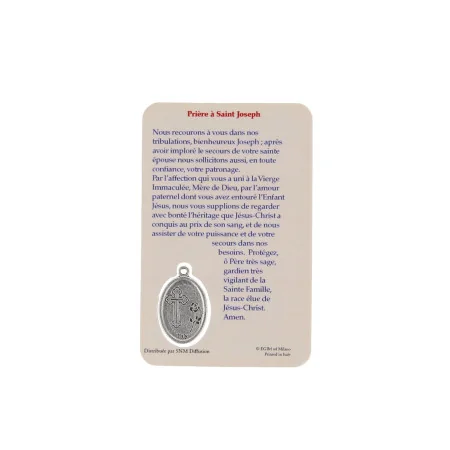 Image religieuse de Saint Joseph avec une médaille