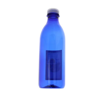 1 litro di Acqua di Lourdes in una bottiglia di plastica blu con l'Apparizione di Lourdes