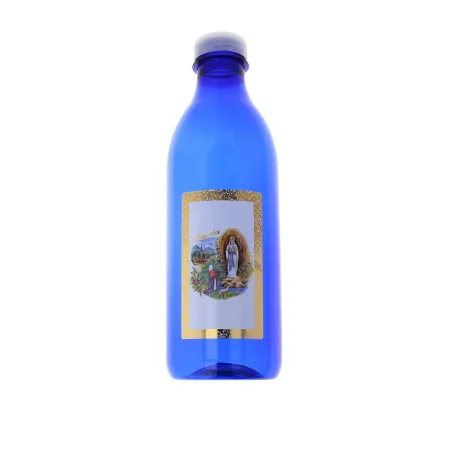 1L Lourdes water in a blue plastic bottle with Lourdes Apparition