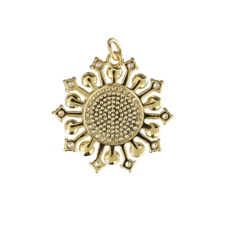 Pearl and rhinestone cross medallion