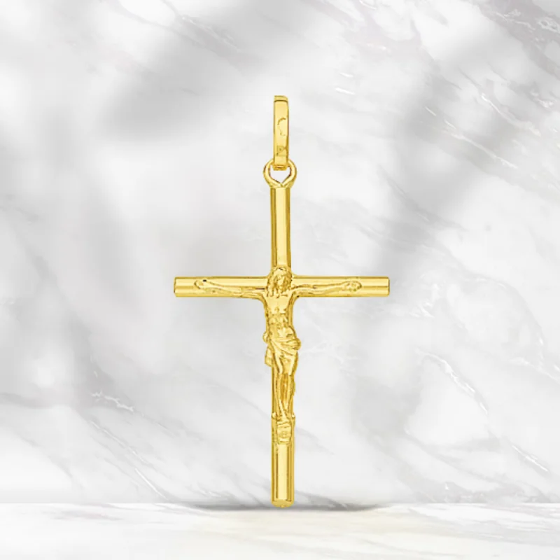 Gold 9 carats cross with Christ