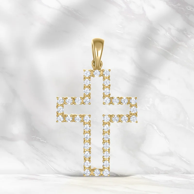 Croce con strass incastonati in oro 18 carati
