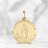9-carat gold round Our Lady of Lourdes medal 1.4cm