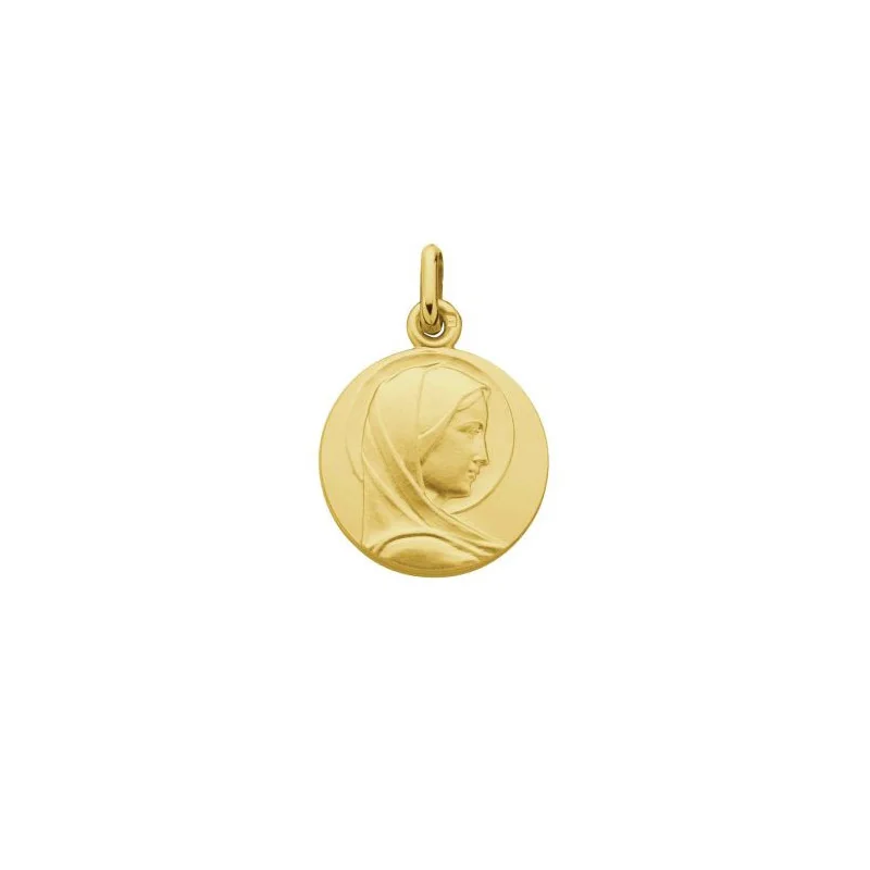 Medaglia della Madonna di profilo placcata in oro 18 mm con incisione personalizzata