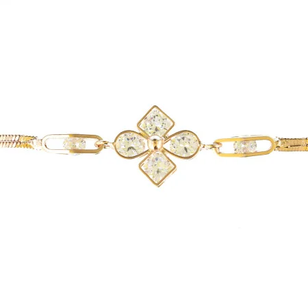 Bracciale placcato oro con croce di zirconi