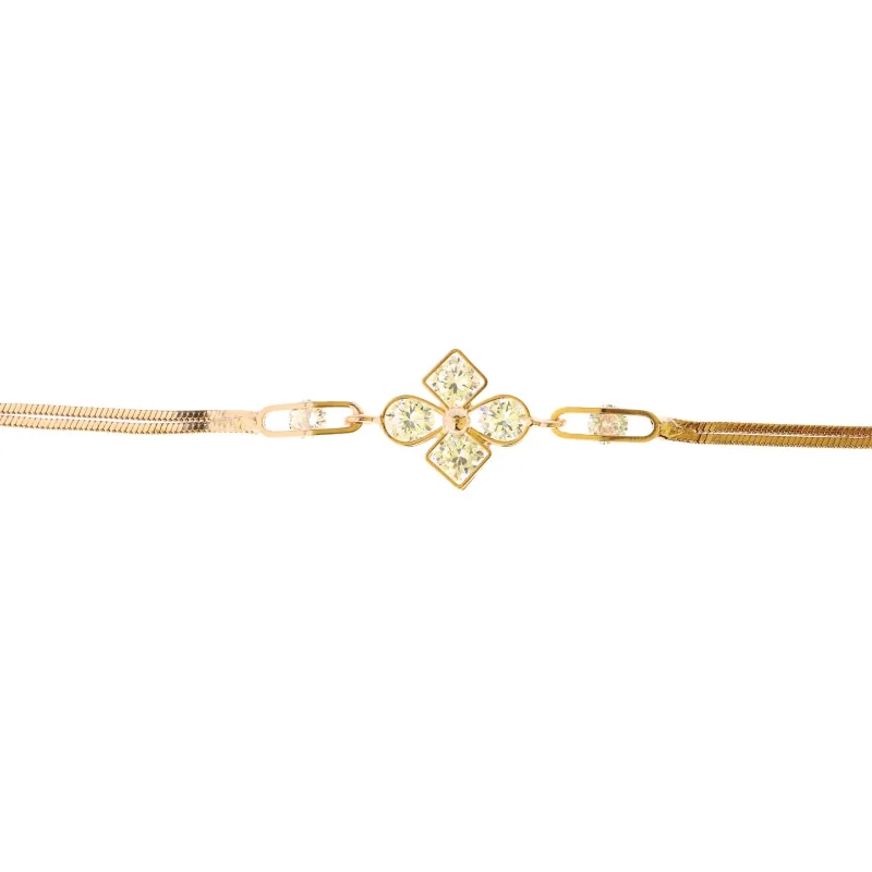 Bracciale placcato oro con croce di zirconi