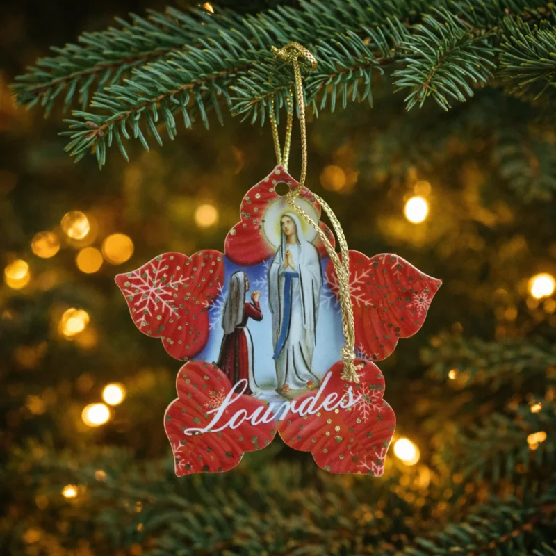 Stella di Natale in legno con l'Apparizione di Lourdes