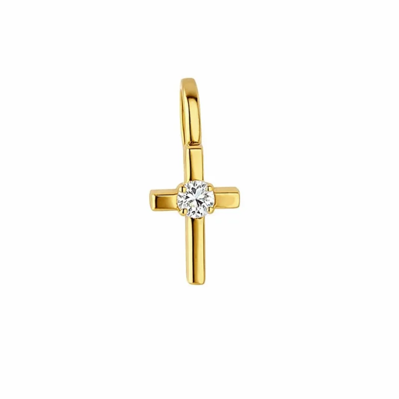 Pendentif croix plaqué or avec un strass