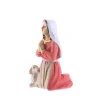 Statue de Bernadette et un mouton en résine colorée 18cm