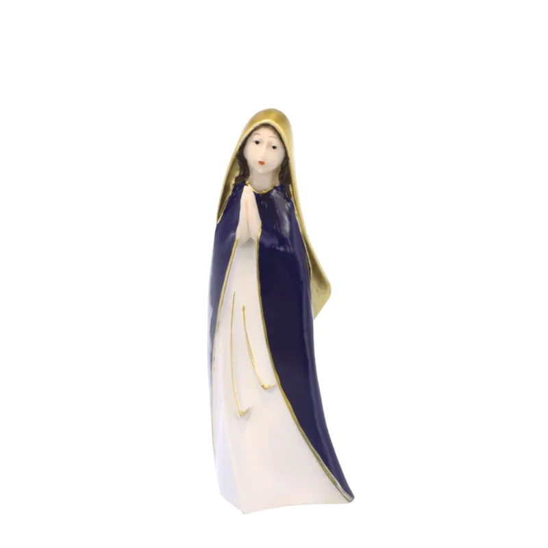 Statua della Madonna di Lourdes di 25 cm in resina e legno dorato