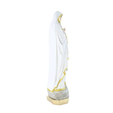 Statue Notre Dame de Lourdes en résine colorée avec paillettes dorées 30cm