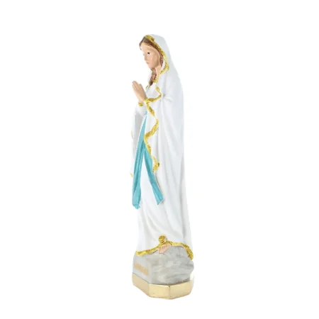 Statue Notre Dame de Lourdes en résine colorée avec paillettes dorées 30cm