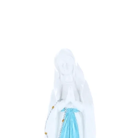 Our Lady of Lourdes colour resin statue on rock 30 cm
