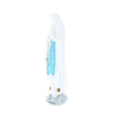 Our Lady of Lourdes colour resin statue on rock 30 cm