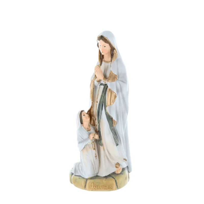 Lourdes Apparition resin statue, antique style 25 cm