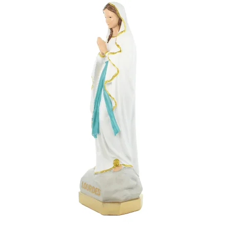40cm resin statue of Our Lady of Lourdes with golden glitter border