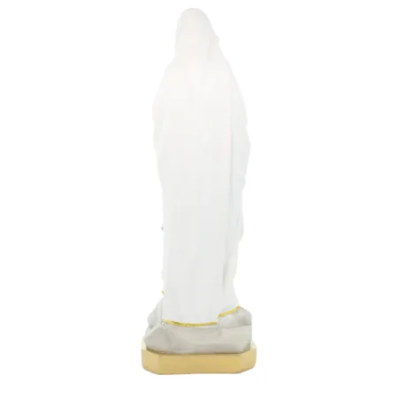 40cm resin statue of Our Lady of Lourdes with golden glitter border