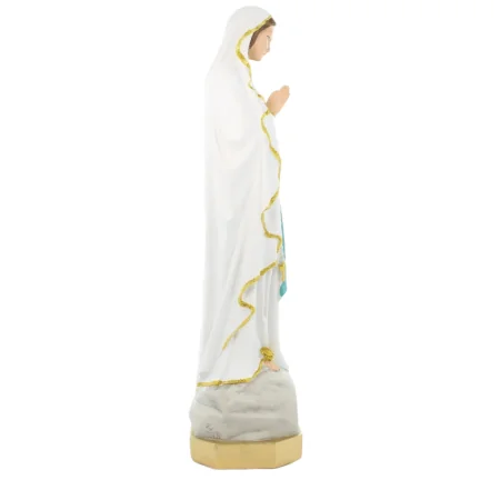 40cm resin statue of Our Lady of Lourdes with golden glitter border