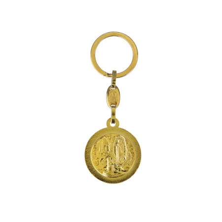 Porte-clé doré Colombe revers Notre Dame de Lourdes