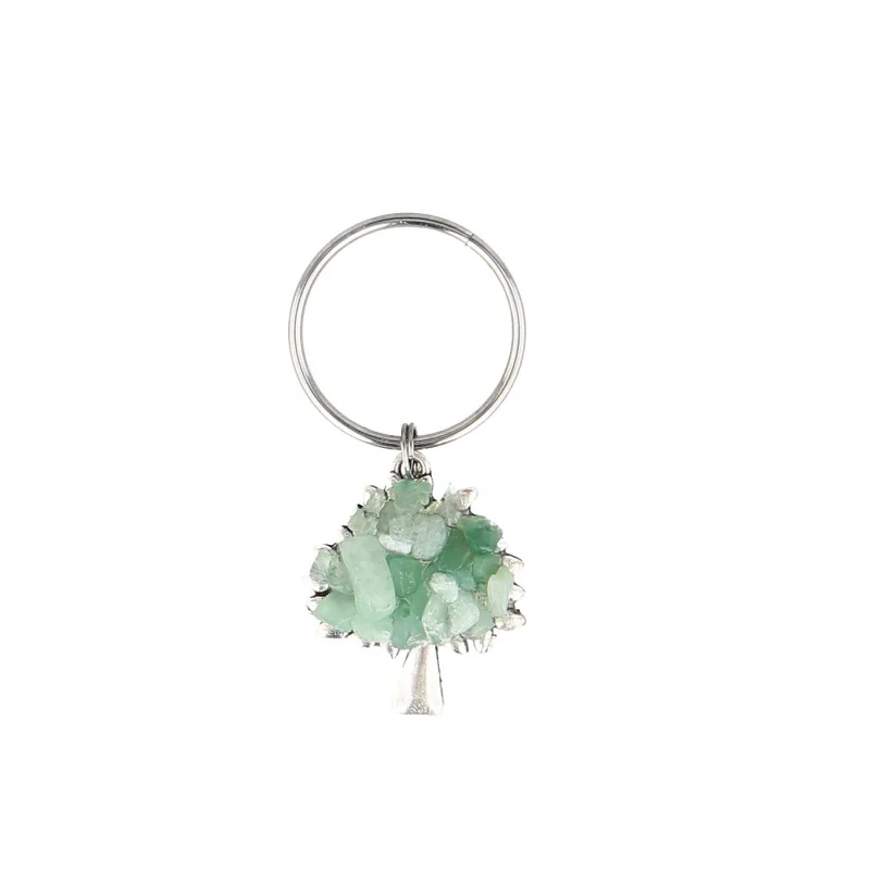 Porte-clé arbre de vie avec éclats de pierre aventurine