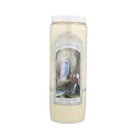 12 Bougies de Neuvaine de Notre Dame de Lourdes avec prières au dos