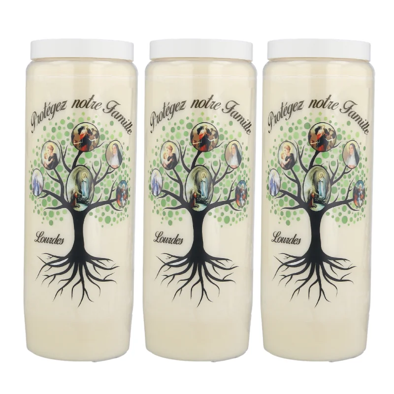 Set of 3 Novena candles Tree of Life protector 17,5cm