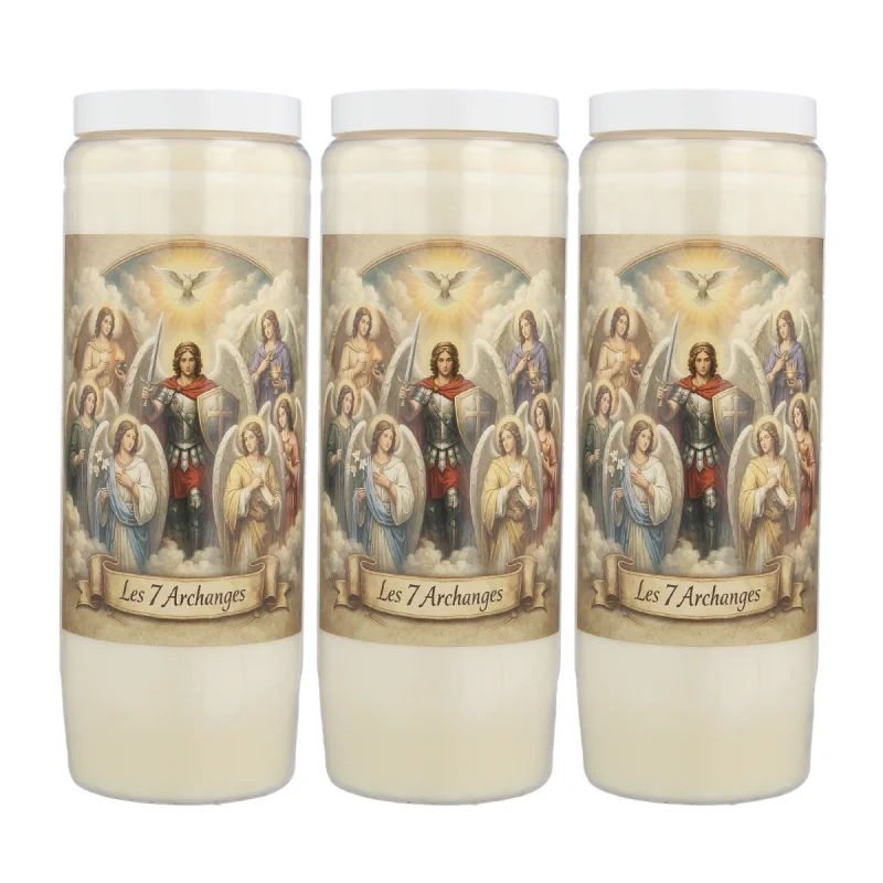 Set of 3 Novena Candles of the 7 Archangels - 17,5cm