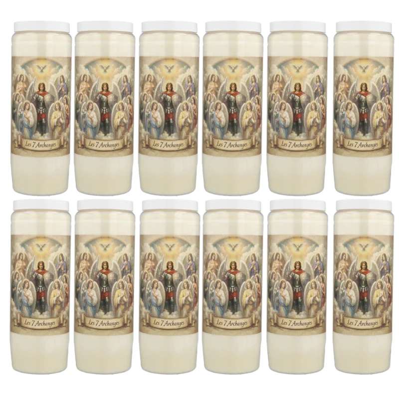 Set of 12 Novena Candles of the 7 Archangels - 17,5cm