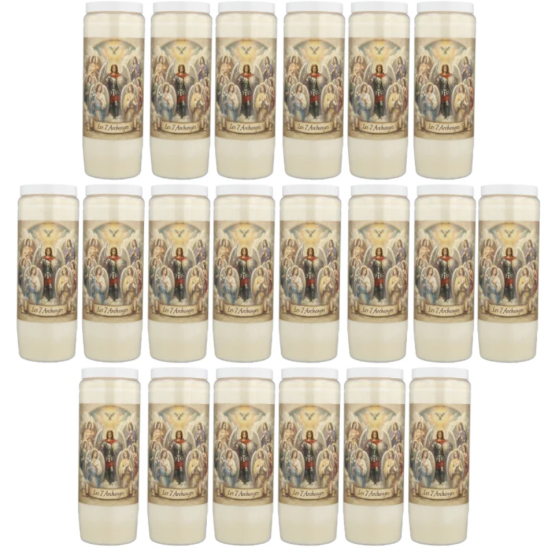Set of 20 Novena Candles of the 7 Archangels - 17,5cm